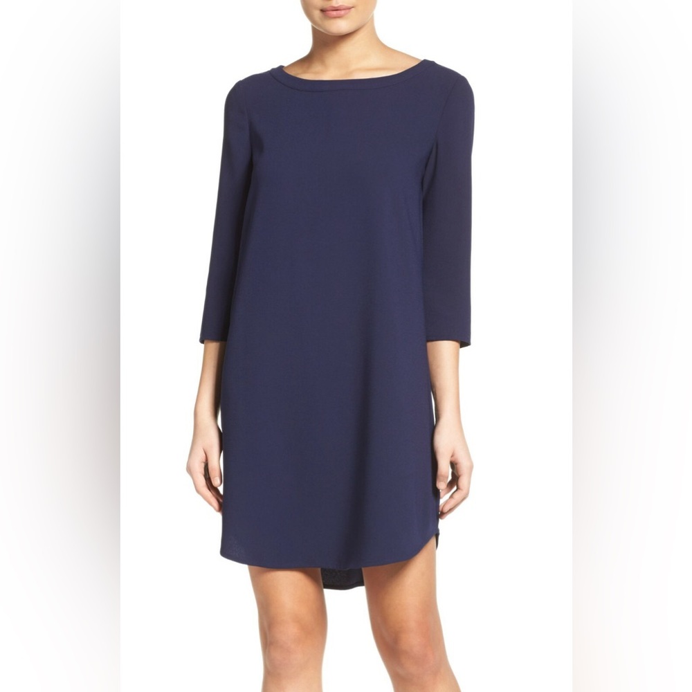 *Bb Dakota* Navy Jazlyn Crepe 3/4 Sleeve Shift Dress